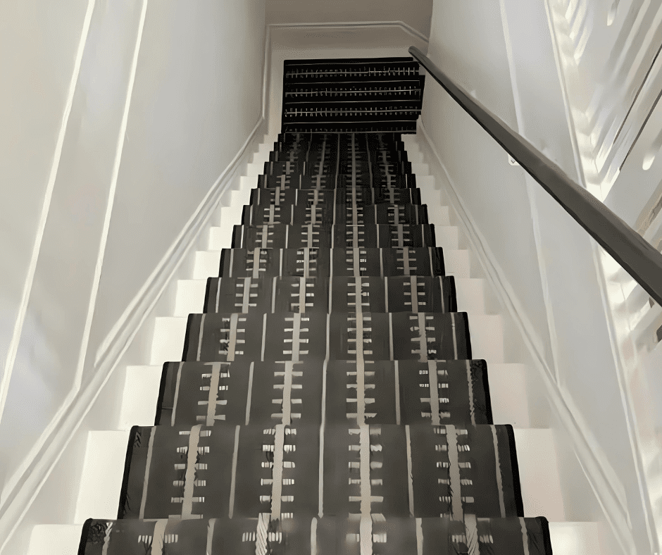 Featured image for “White Stairs with Stair Tread Carpet Runner”
